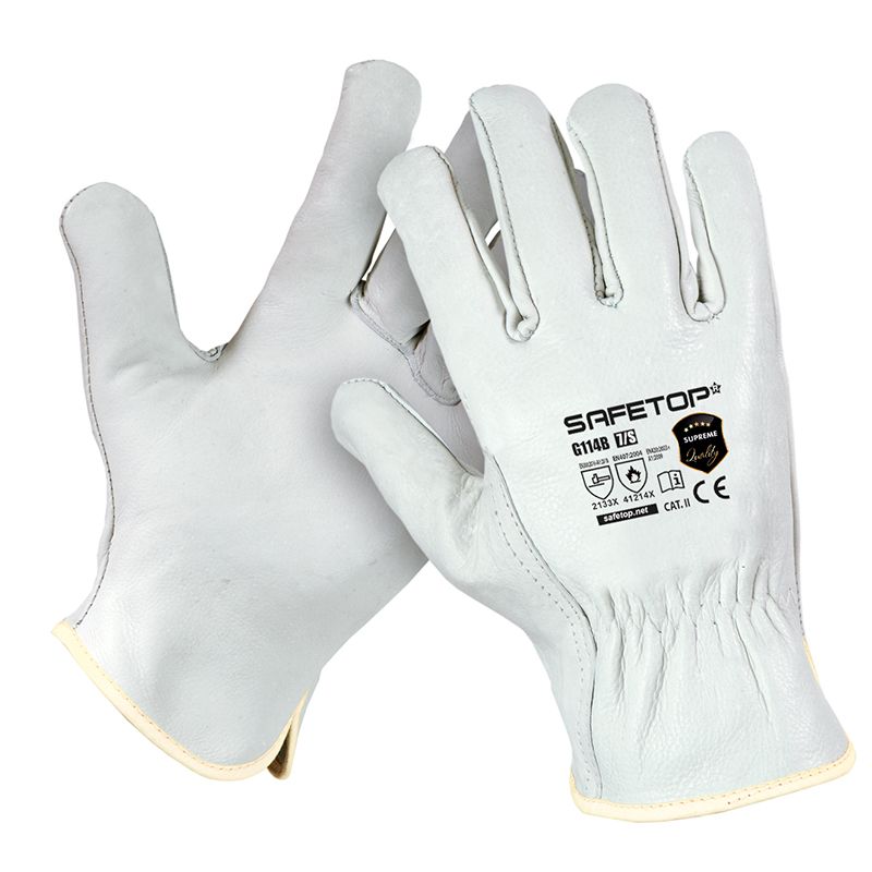 BRION SUPREM, guante piel flor blanco 100ºC T. 7-11