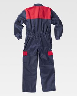 Overall mit kombinierter Passe, Nylonreißverschlüssen, zwei Beintaschen mit kombinierten Klappen Navy Red