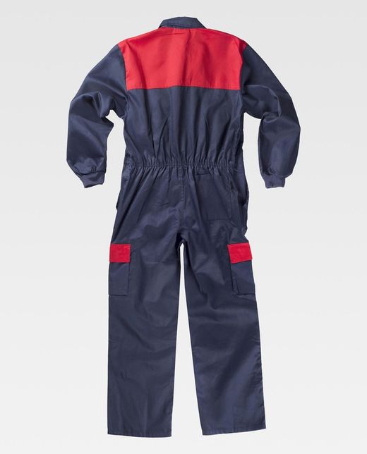 Overall mit kombinierter Passe, Nylonreißverschlüssen, zwei Beintaschen mit kombinierten Klappen Navy Red