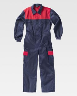 Overall mit kombinierter Passe, Nylonreißverschlüssen, zwei Beintaschen mit kombinierten Klappen Navy Red