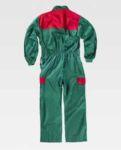 Overall mit kombinierter Passe, Nylonreißverschlüssen, zwei Beintaschen mit kombinierten Klappen Grün Rot