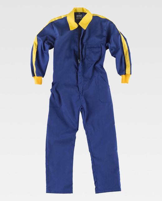 Buzo de niño cuello solapa a juego con puños Azulina / Amarillo