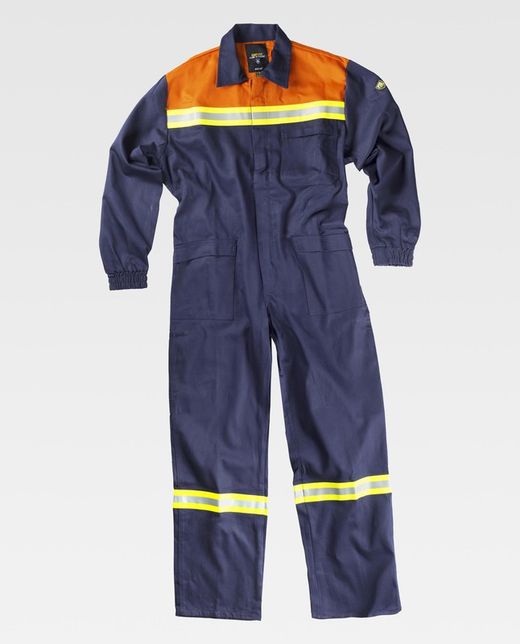 Flammhemmender Taucher mit reflektierendem Klebeband 100% Baumwolle FIREWOOD EN11612 Navy Orange