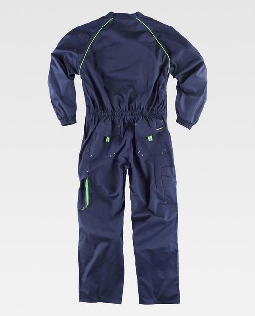 Line 6 Jumpsuit, gerade mit Streifenkragen und Details kombiniert Navy Green Fluorine
