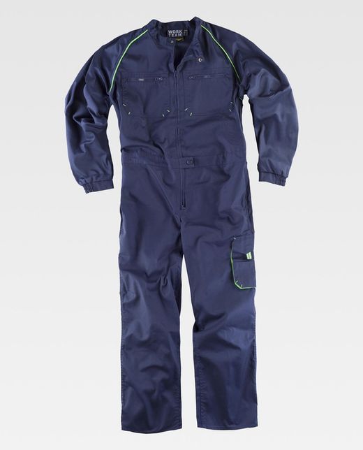 Line 6 Jumpsuit, gerade mit Streifenkragen und Details kombiniert Navy Green Fluorine