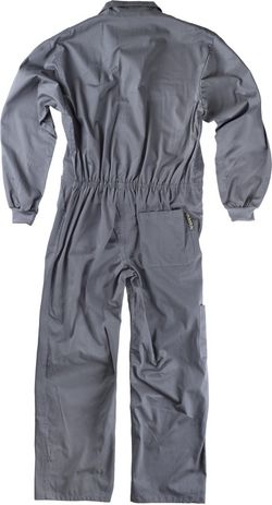 Gerader Overall mit verdecktem Metallreißverschluss und 2 Brusttaschen mit Klappen aus 100% Baumwollgrau