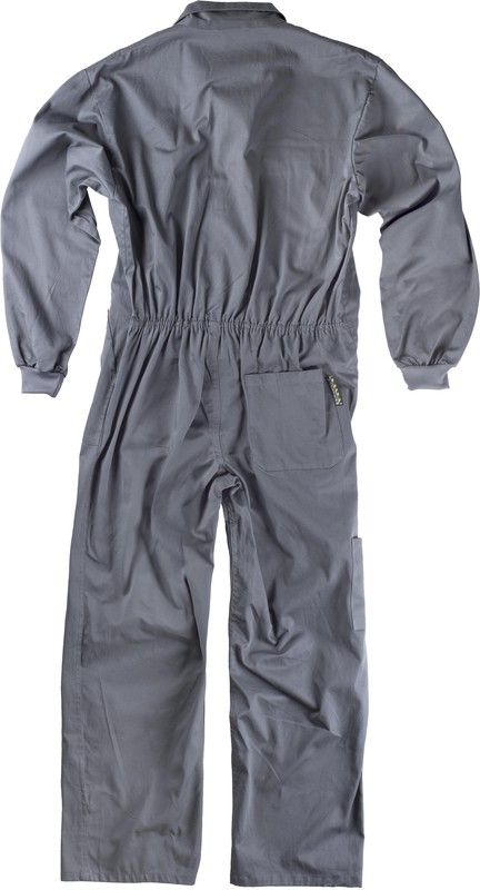 Gerader Overall mit verdecktem Metallreißverschluss und 2 Brusttaschen mit Klappen aus 100% Baumwollgrau