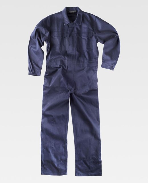 Gerader Overall mit verdecktem Metallreißverschluss und 2 Brusttaschen mit Klappen aus 100% Navy Cotton