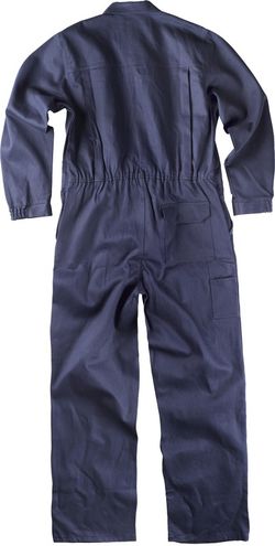 Gerader Overall mit verdecktem Metallreißverschluss und 2 Brusttaschen mit Klappen aus 100% Navy Cotton