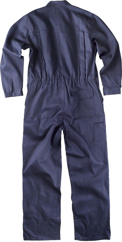 Gerader Overall mit verdecktem Metallreißverschluss und 2 Brusttaschen mit Klappen aus 100% Navy Cotton