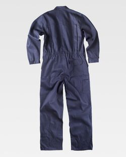 Gerader Overall mit verdecktem Metallreißverschluss und 2 Brusttaschen mit Klappen aus 100% Navy Cotton