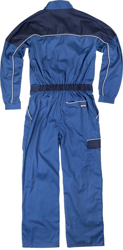 Gerader Overall mit Riemenkragen, Passe und zweifarbigen Details Stewardess Navy