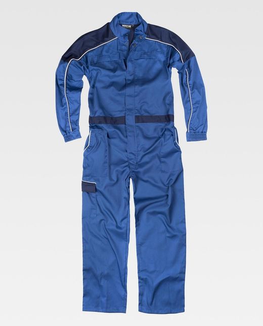 Gerader Overall mit Riemenkragen, Passe und zweifarbigen Details Stewardess Navy