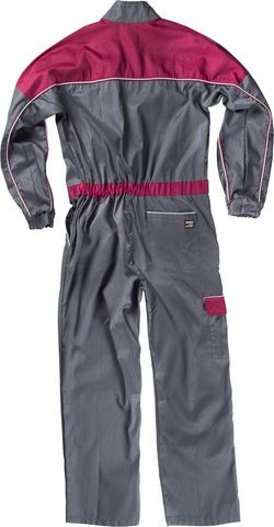 Gerader Overall mit Streifenhals, Passe und zweifarbigen Details Maroon Grey