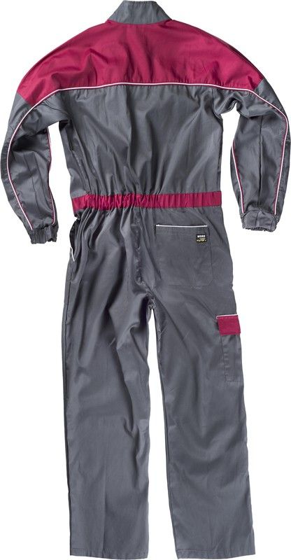 Gerader Overall mit Streifenhals, Passe und zweifarbigen Details Maroon Grey