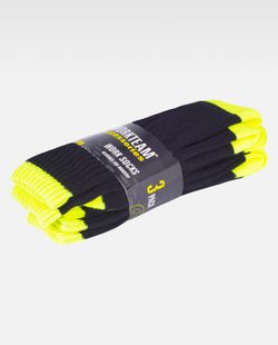 Socken, Packung mit drei Paaren, elastisch im Spann und Knöchel Schwarz Gelb AV