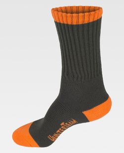 Socken, Packung mit drei Paaren, elastisch im Spann und Knöchel Green Hunting Orange AV