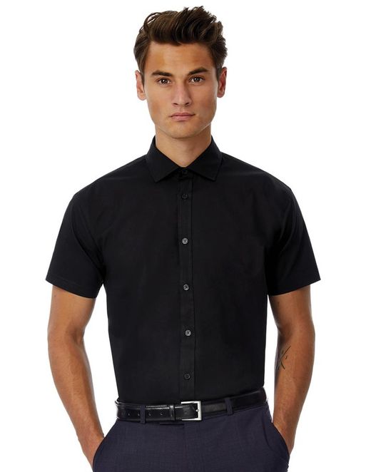 Schwarze Krawatte SSL / Herren Popeline Shirt