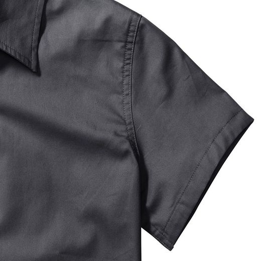 Camisa clásica sarga manga corta mujer