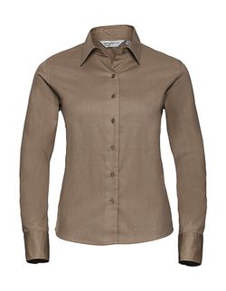 Camisa clásica sarga manga larga mujer
