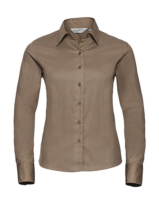 Camisa clásica sarga manga larga mujer