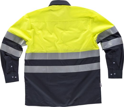 AV Combo Shirt mit reflektierenden Bändern, Langarm Navy Yellow AV