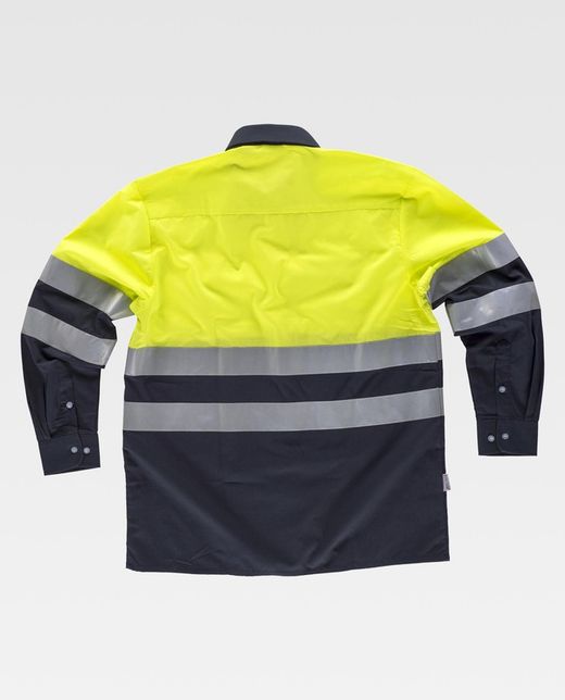 AV Combo Shirt mit reflektierenden Bändern, Langarm Navy Yellow AV