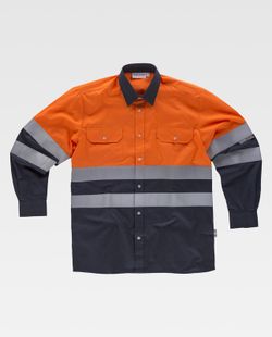 Camisa combinada cintas reflectantesMarino / Naranja