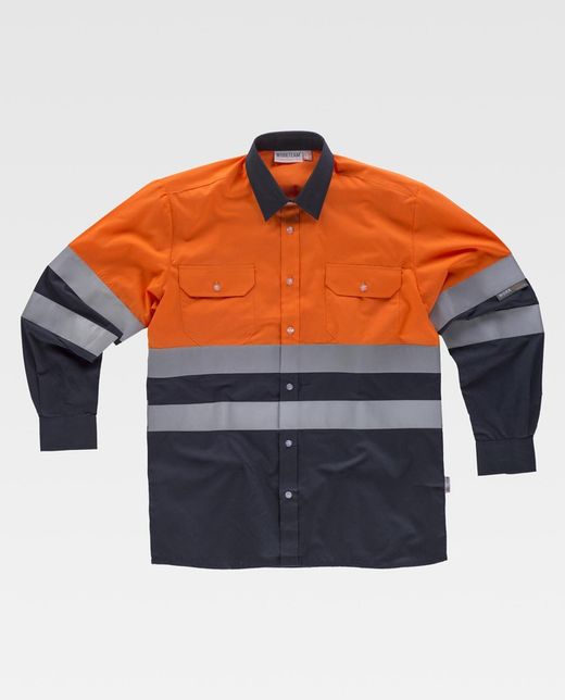 Camisa combinada cintas reflectantesMarino / Naranja