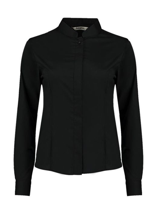 Camicia collo alla coreana manica lunga donna aderente