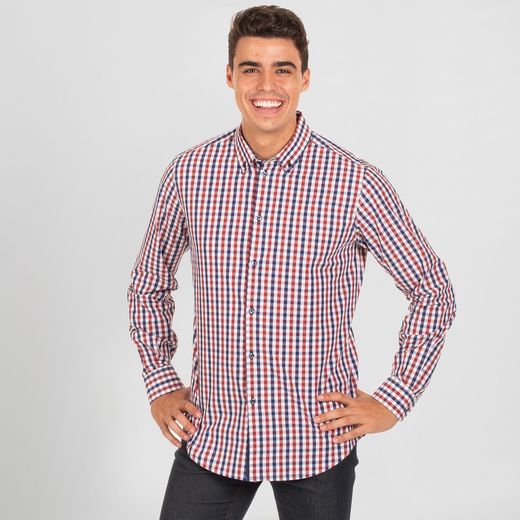 Camisa Hombre Vicenzo Slim Fit Cuadro