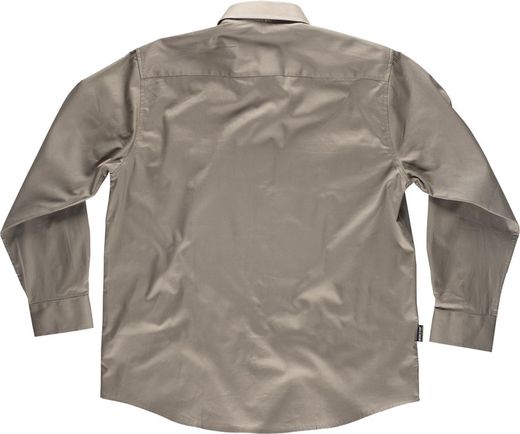 Langarmhemd mit zwei Brusttaschen mit Klappen aus 100% Baumwollbeige