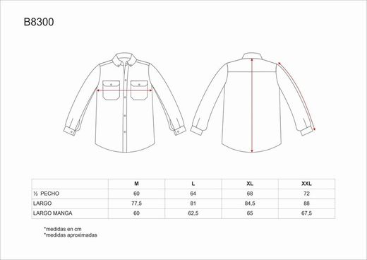 Chemise à manches longues, avec deux poches poitrine à rabats 100% Coton Blanc