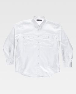 Chemise à manches longues, avec deux poches poitrine à rabats 100% Coton Blanc