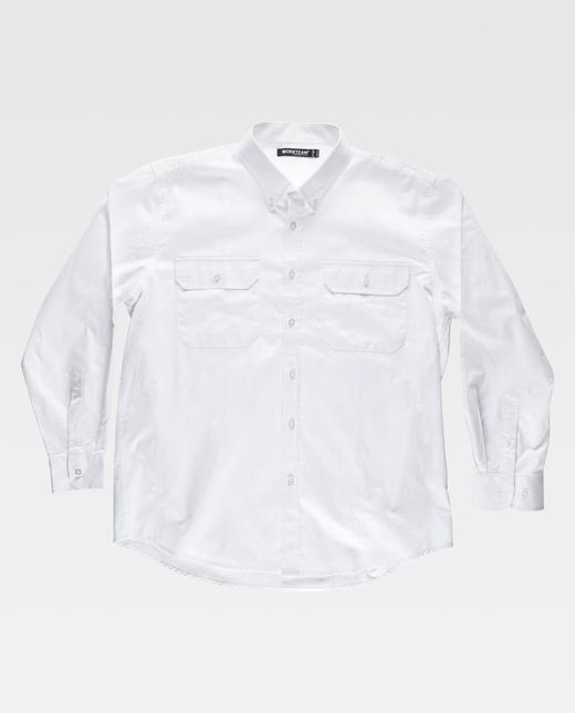 Chemise à manches longues, avec deux poches poitrine à rabats 100% Coton Blanc