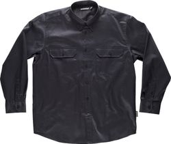 Camisa de manga larga, con dos bolsos 100% Algodón Negro
