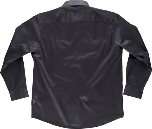Langärmliges Hemd mit zwei Brusttaschen mit Klappen aus 100% schwarzer Baumwolle