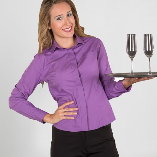 Blusa Mujer Boton Oculto M/L Popelin