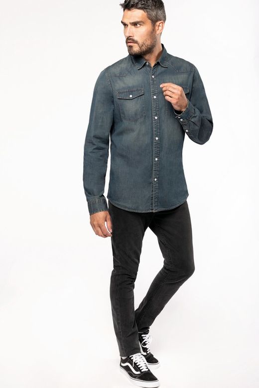CAMISA DENIM MANGA LARGA HOMBRE