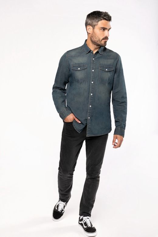 CAMISA DENIM MANGA LARGA HOMBRE