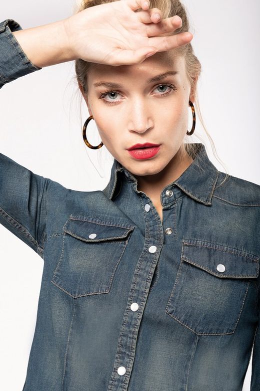 WOMEN'S LONG SLEEVE DENIM SHIRT