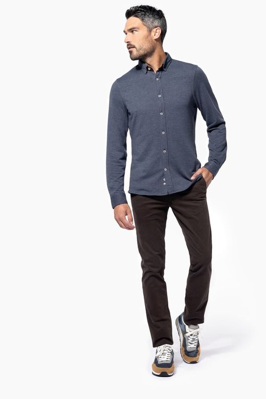 Camicia a maniche lunghe jacquard