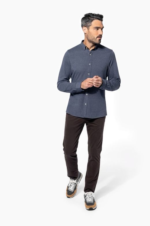 Camicia a maniche lunghe jacquard