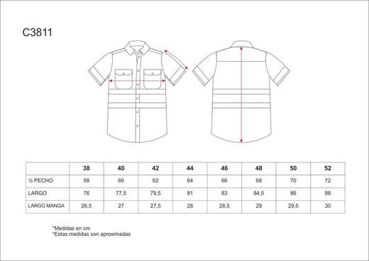 Camisa manga corta combinada con 2 bolsillos Marino / Naranja