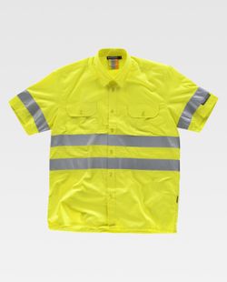 Kurzarmhemd mit Brusttasche und reflektierenden Bändern Yellow AV