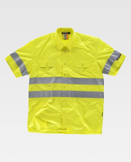 Kurzarmhemd mit Brusttasche und reflektierenden Bändern Yellow AV