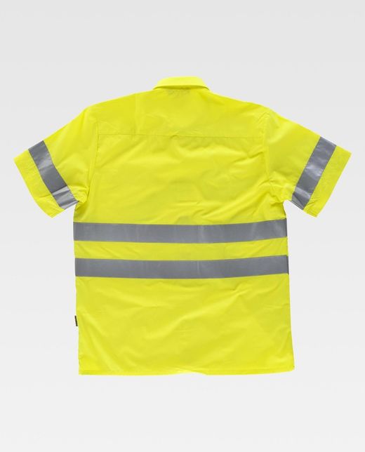 Kurzarmhemd mit Brusttasche und reflektierenden Bändern Yellow AV