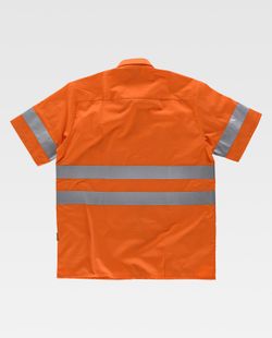 Kurzarmhemd mit Brusttasche und reflektierenden Bändern Orange AV
