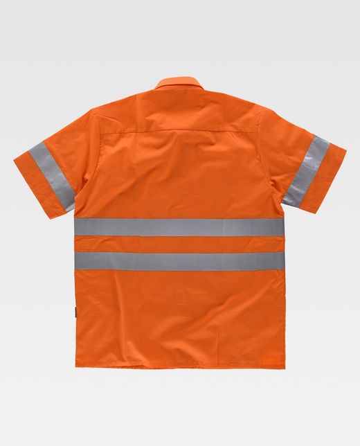 Kurzarmhemd mit Brusttasche und reflektierenden Bändern Orange AV