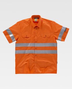 Kurzarmhemd mit Brusttasche und reflektierenden Bändern Orange AV